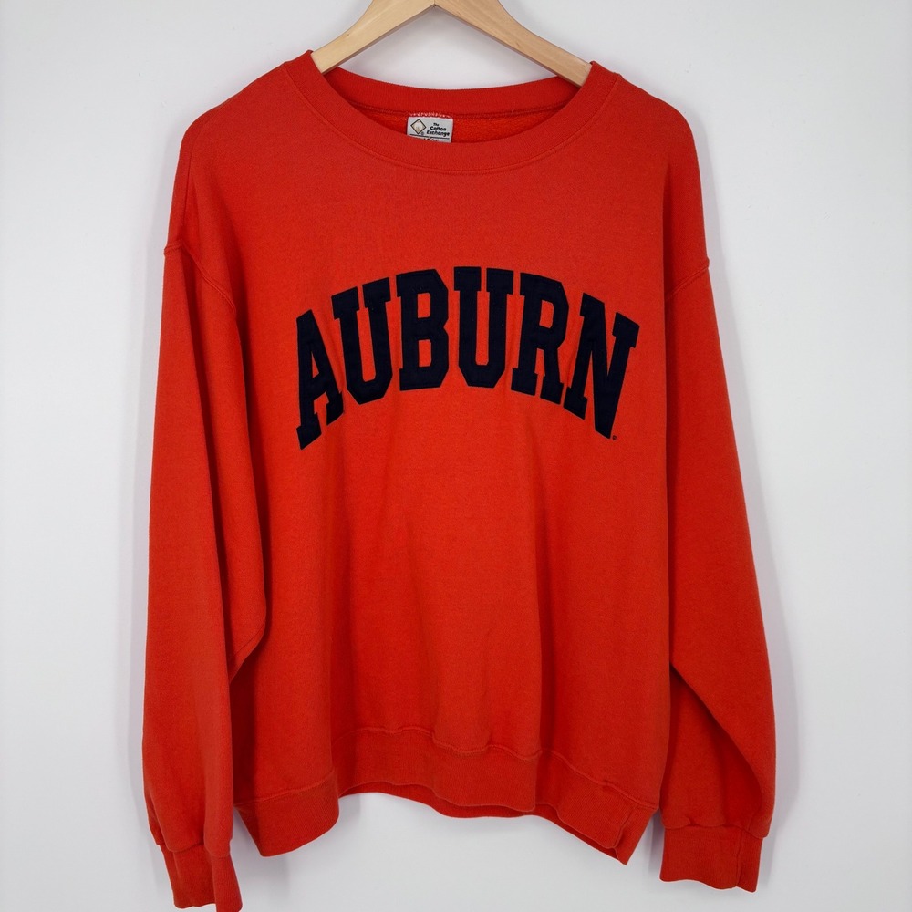 VTG 90s Auburn Tigers Sweatshirt Mens L Orange The Cotton Exchange Crewneck USA